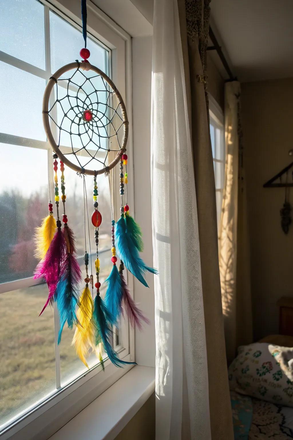 A handmade dreamcatcher for sweet dreams.