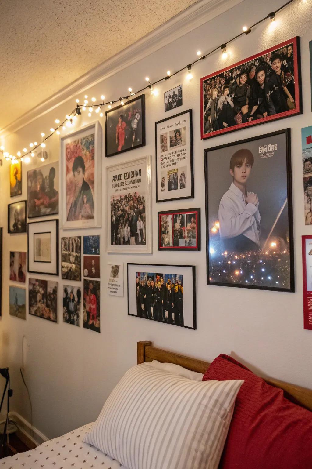 A photo wall gallery captures your cherished Kpop memories.