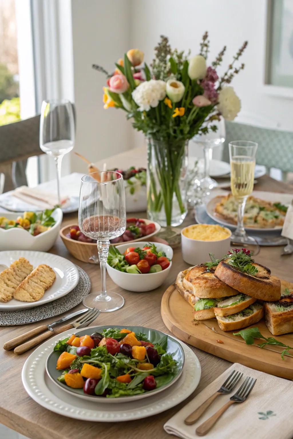 A surprise lunch setup filled with favorite foods and good company.