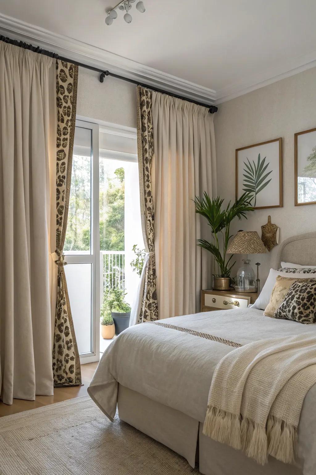 Leopard print tiebacks add a subtle touch of elegance to curtain decor.