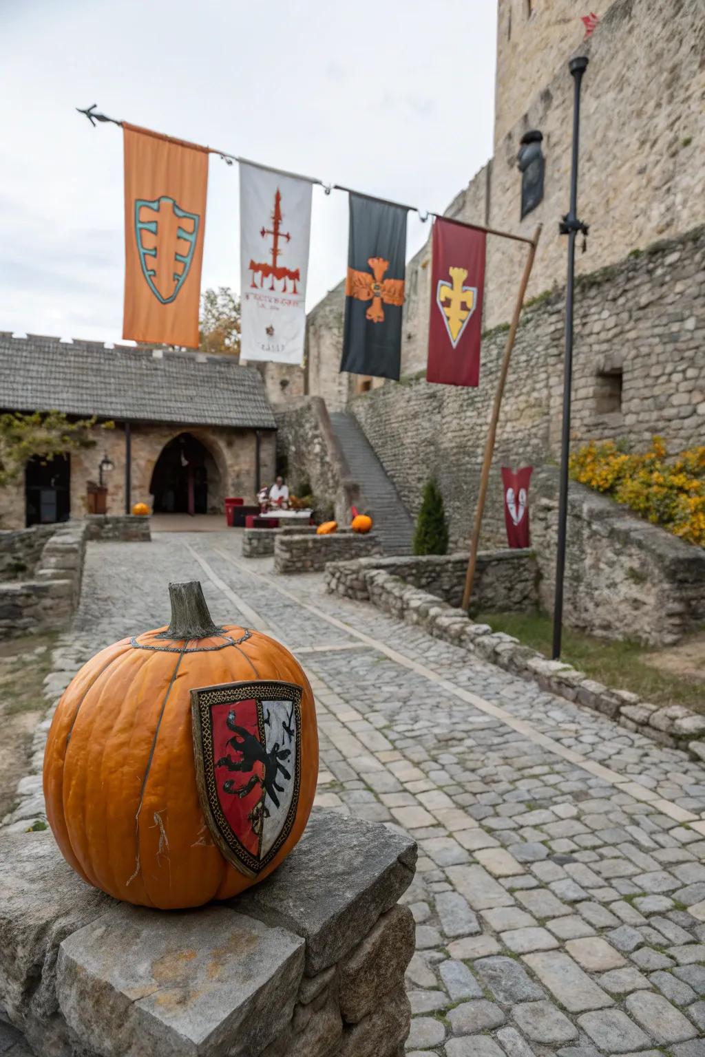 Honor the bravery of knights with a pumpkin that's both bold and festive.