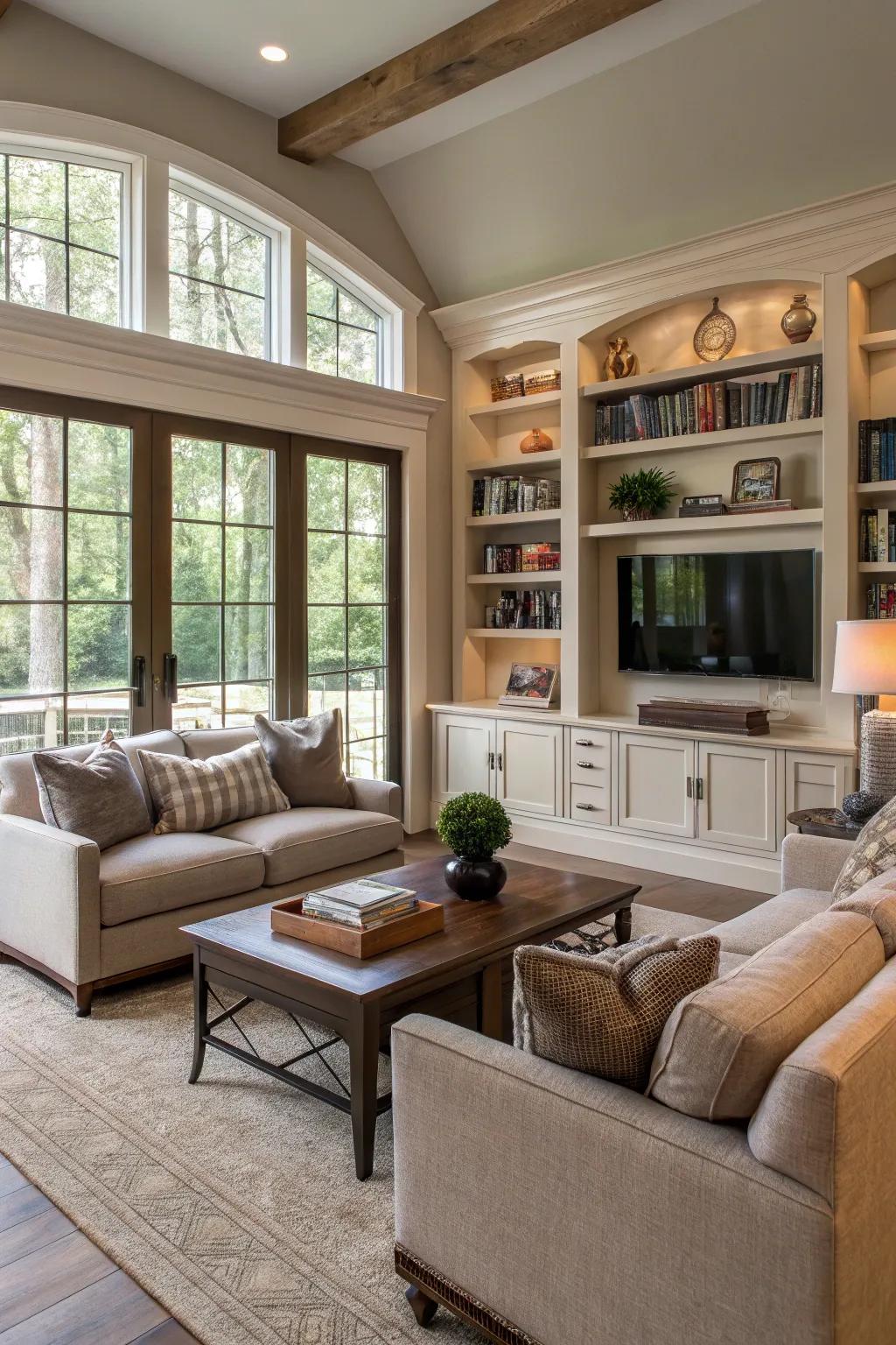 A family-friendly living room designed for both durability and style.