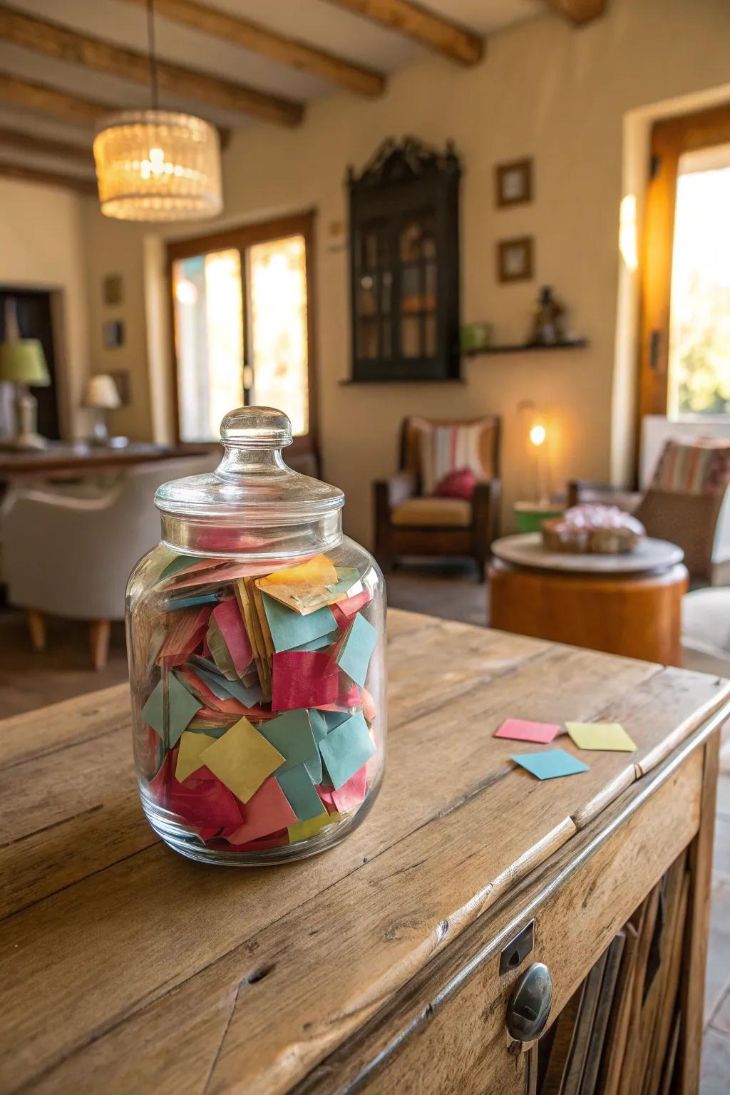 A memory jar filled with treasured stories and sentiments.