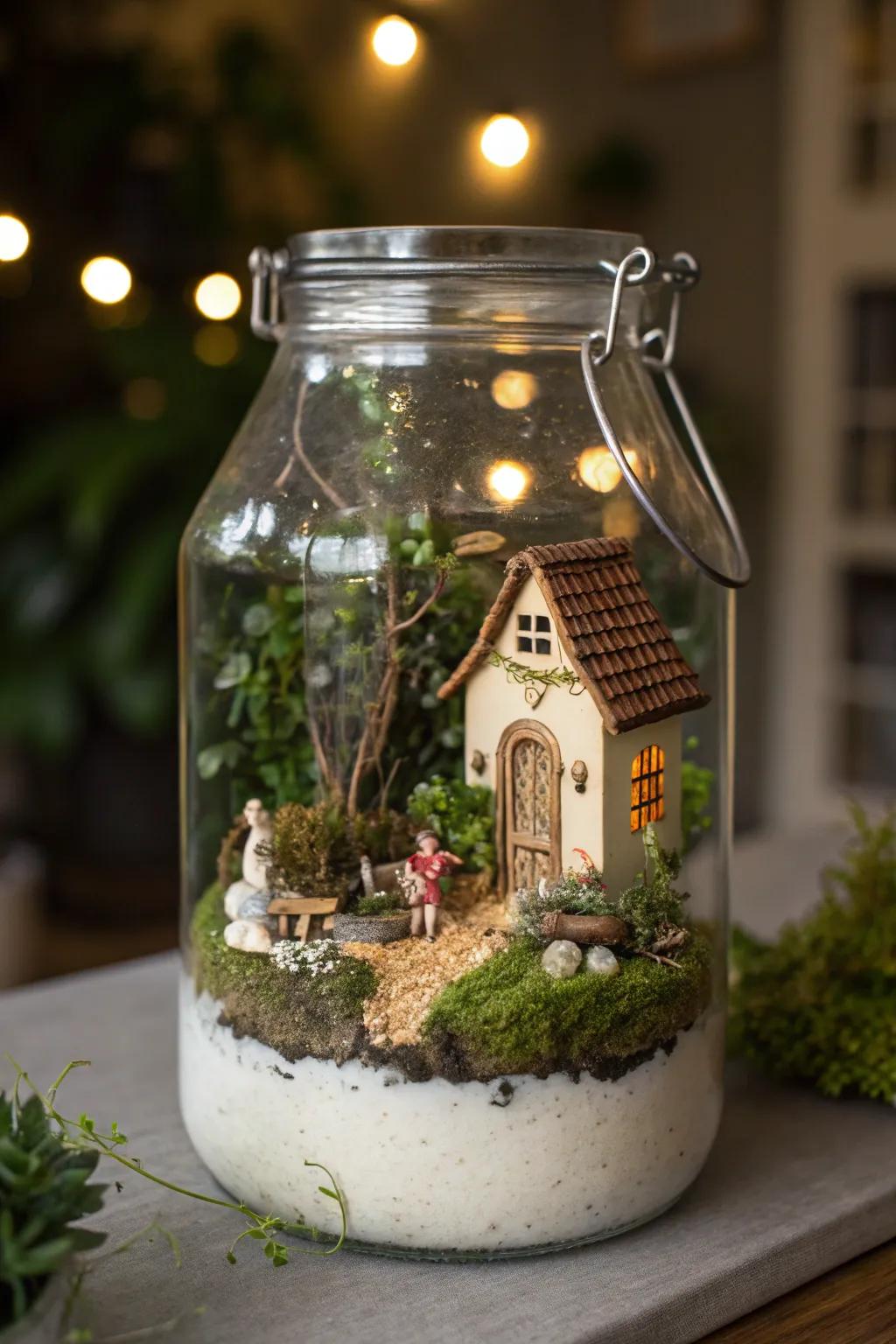 A fairy garden inside a milk can adds enchantment to any space.