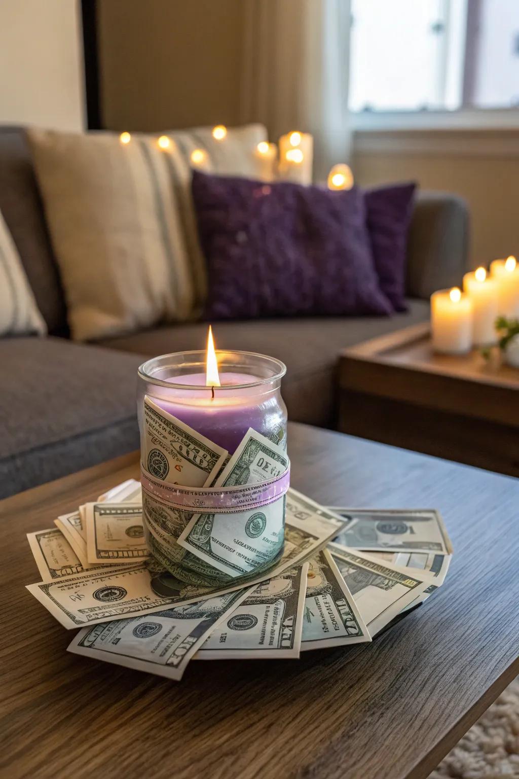 A Warm Gift: Candle with a Hidden Cash Surprise