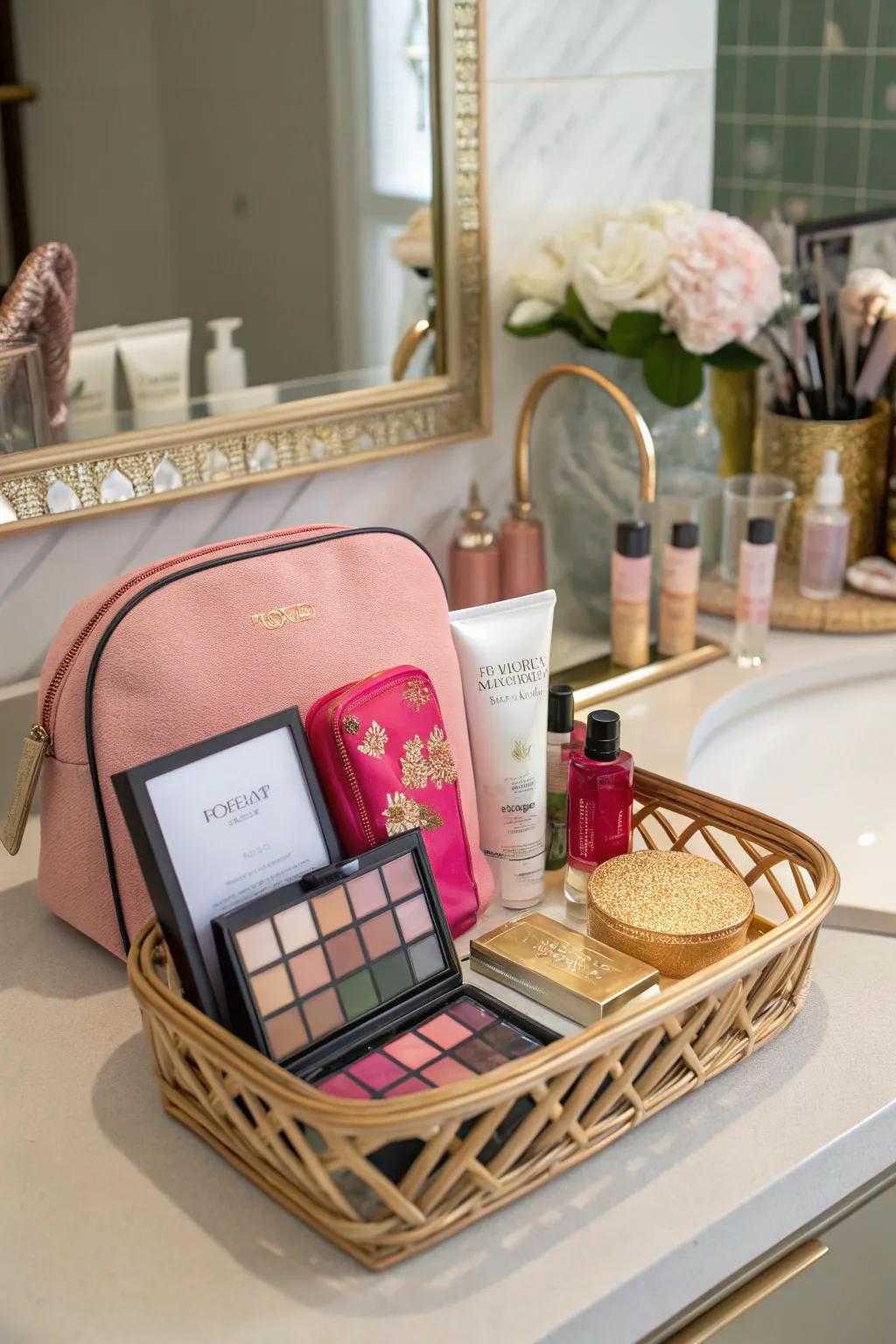 Pamper mom with a beauty lover's basket full of essentials.