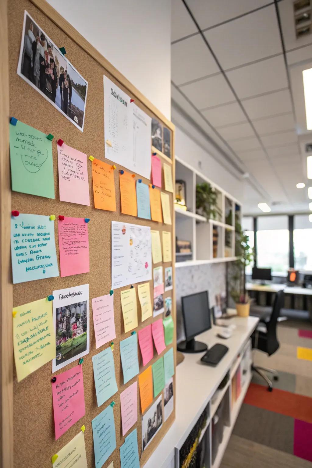 A pinboard is perfect for organizing and inspiring your work.