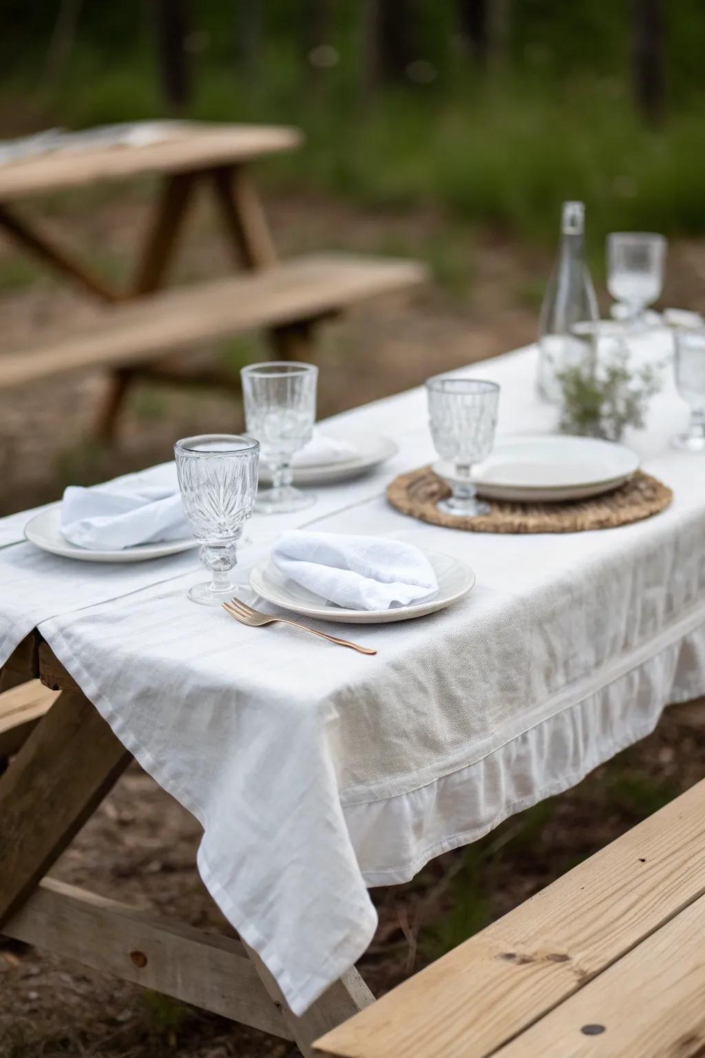 Minimalist decor offers a clean and timeless look for your picnic table.