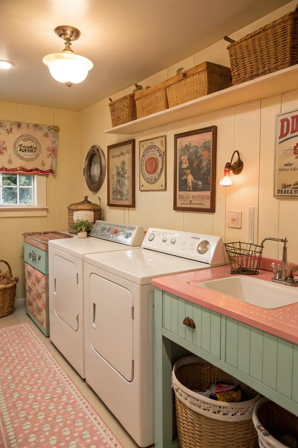 Vintage-inspired countertops add a touch of nostalgia and charm.