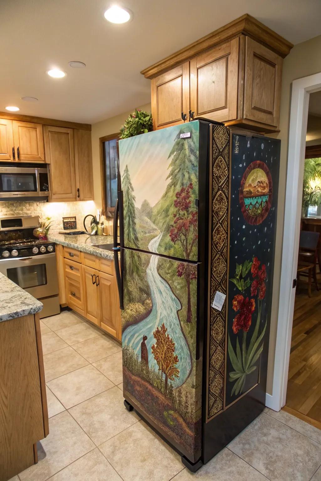 Custom graphics turn your fridge into a personalized piece of art.