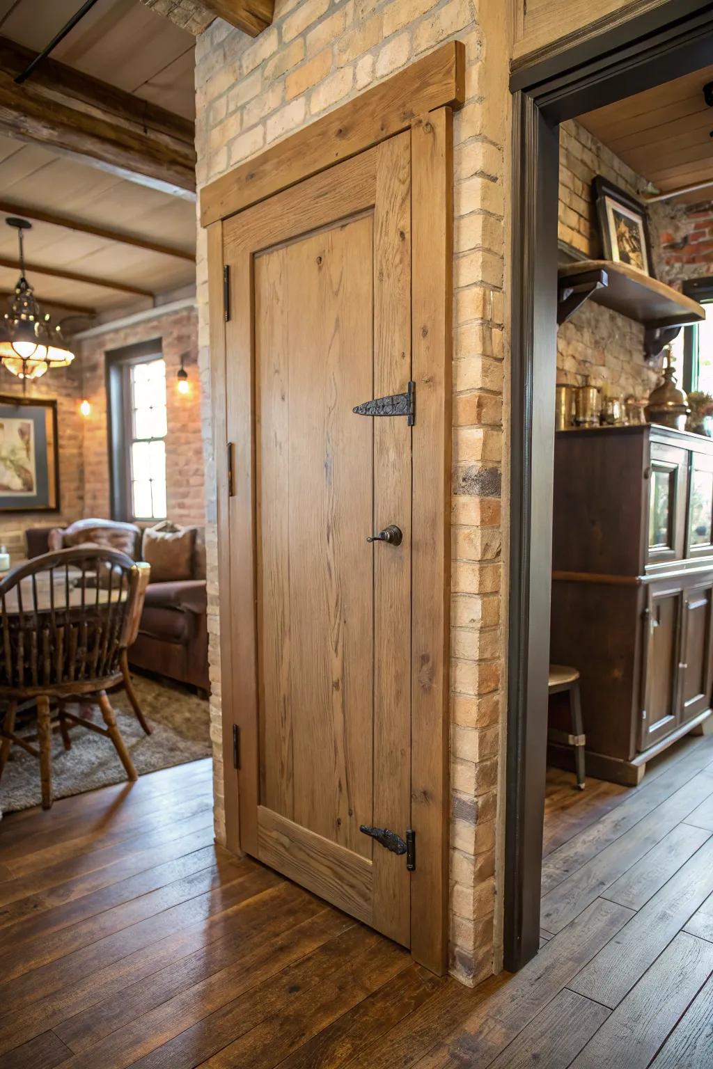 Repurposed cabinet doors offer a charming and unique access solution.