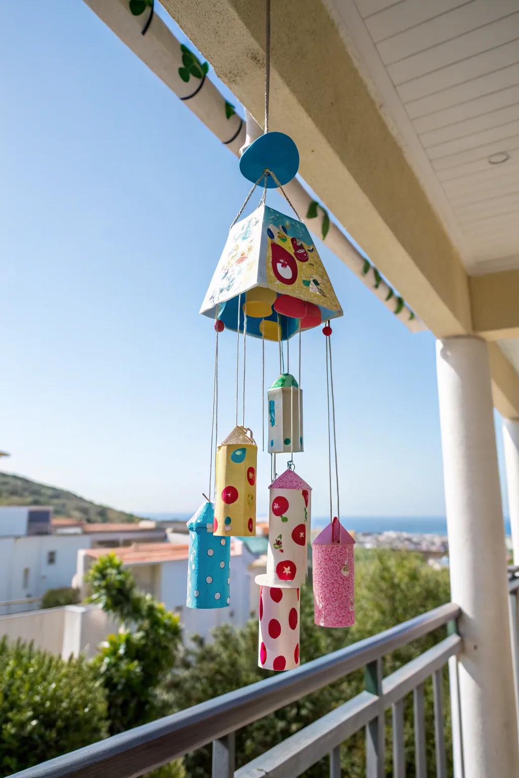 Bring melody to your home with colorful milk carton wind chimes.