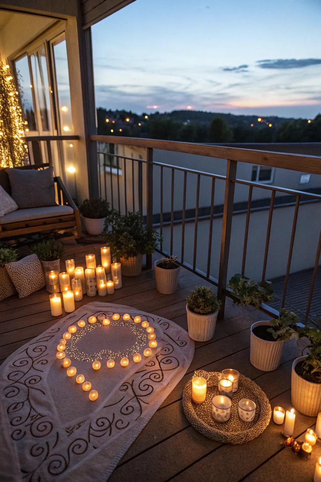 Enhance the ambiance with romantic scented candles.