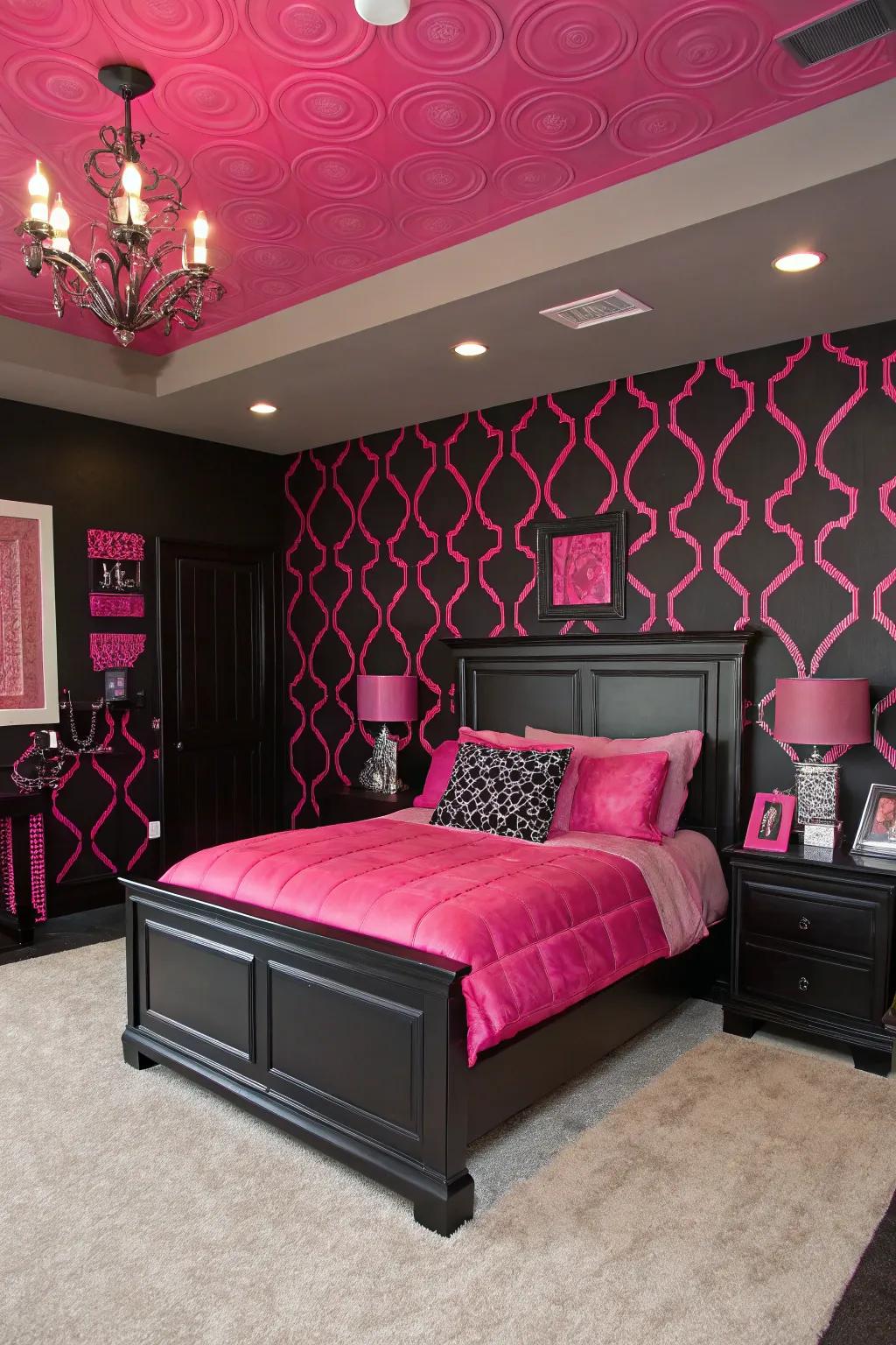 Bold pink and black for a dramatic contrast.