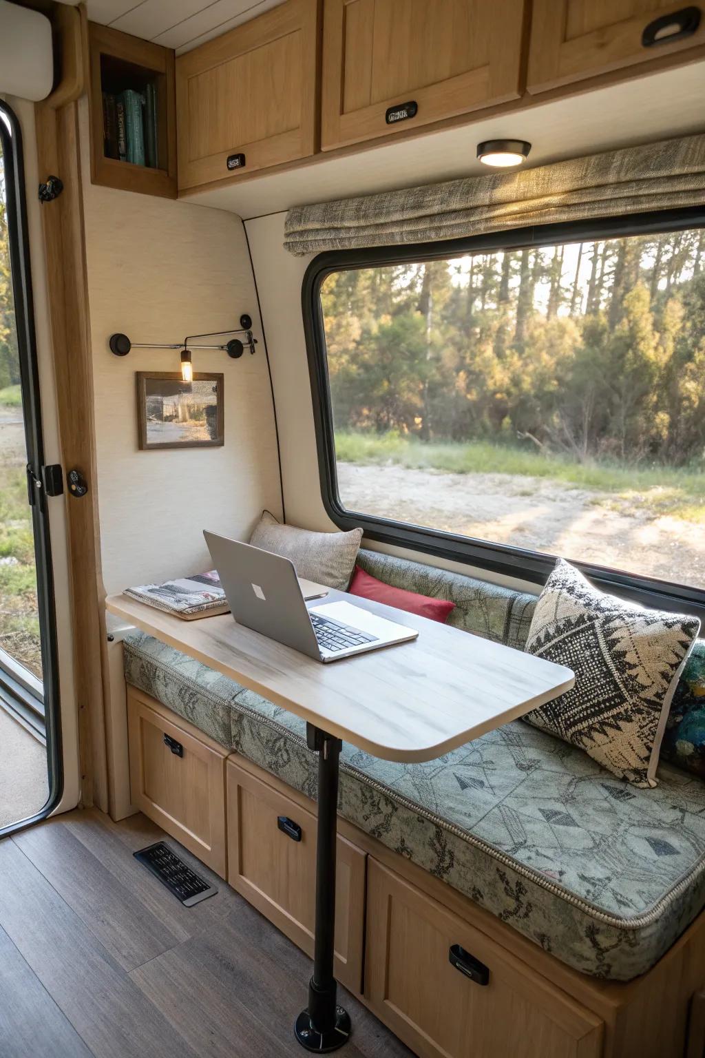 A window seat provides a bright and inspiring desk location.