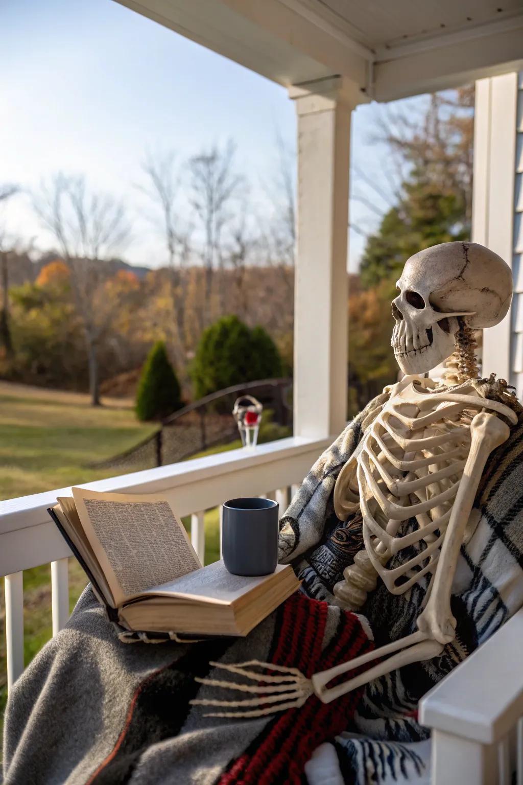 Skeleton Relaxing on the Porch