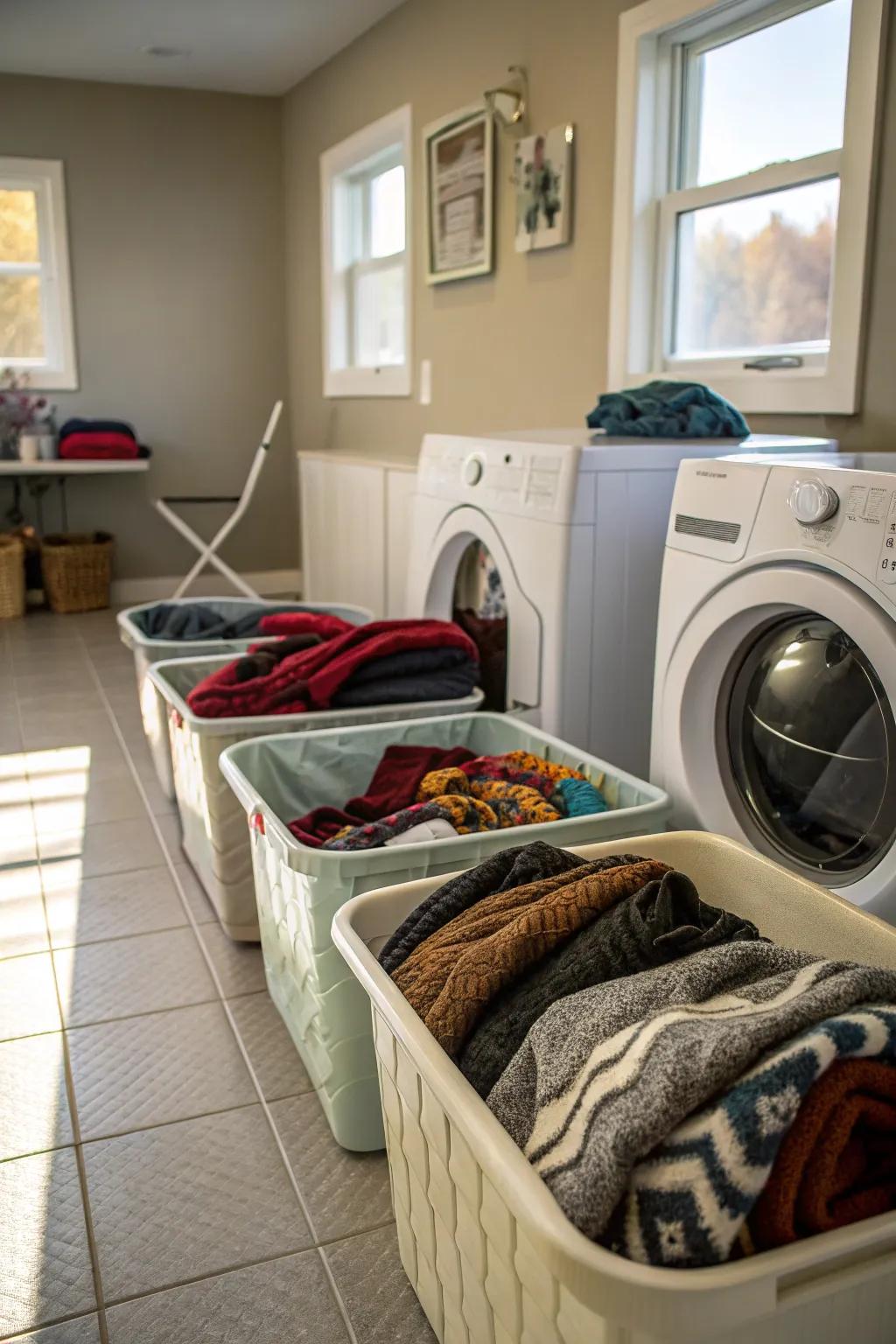 Laundry rooms offer climate-controlled storage for sweaters.