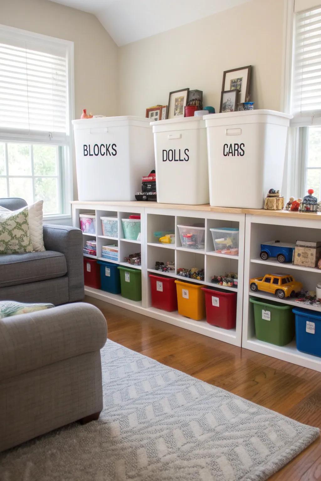 A toy rotation system keeps living room clutter minimal.