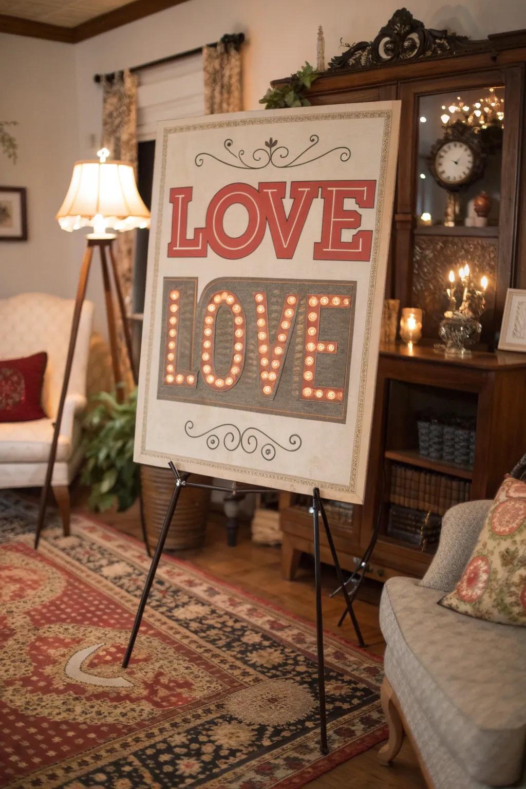 Bring nostalgia into your decor with a vintage love poster.