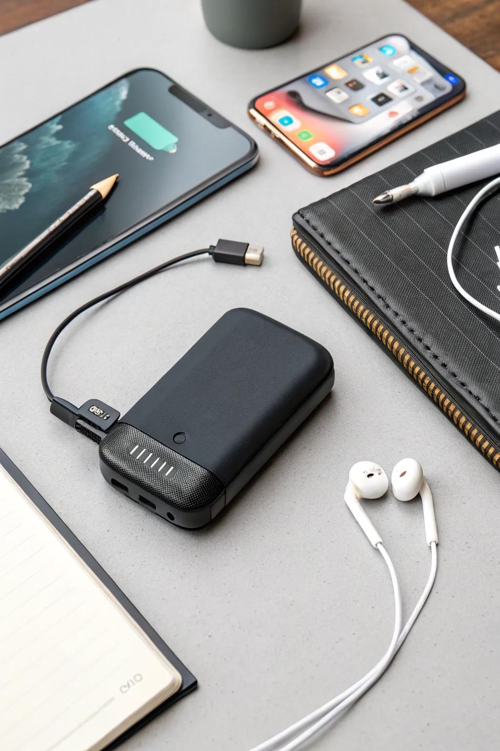 Keep them powered up with a handy portable charger.