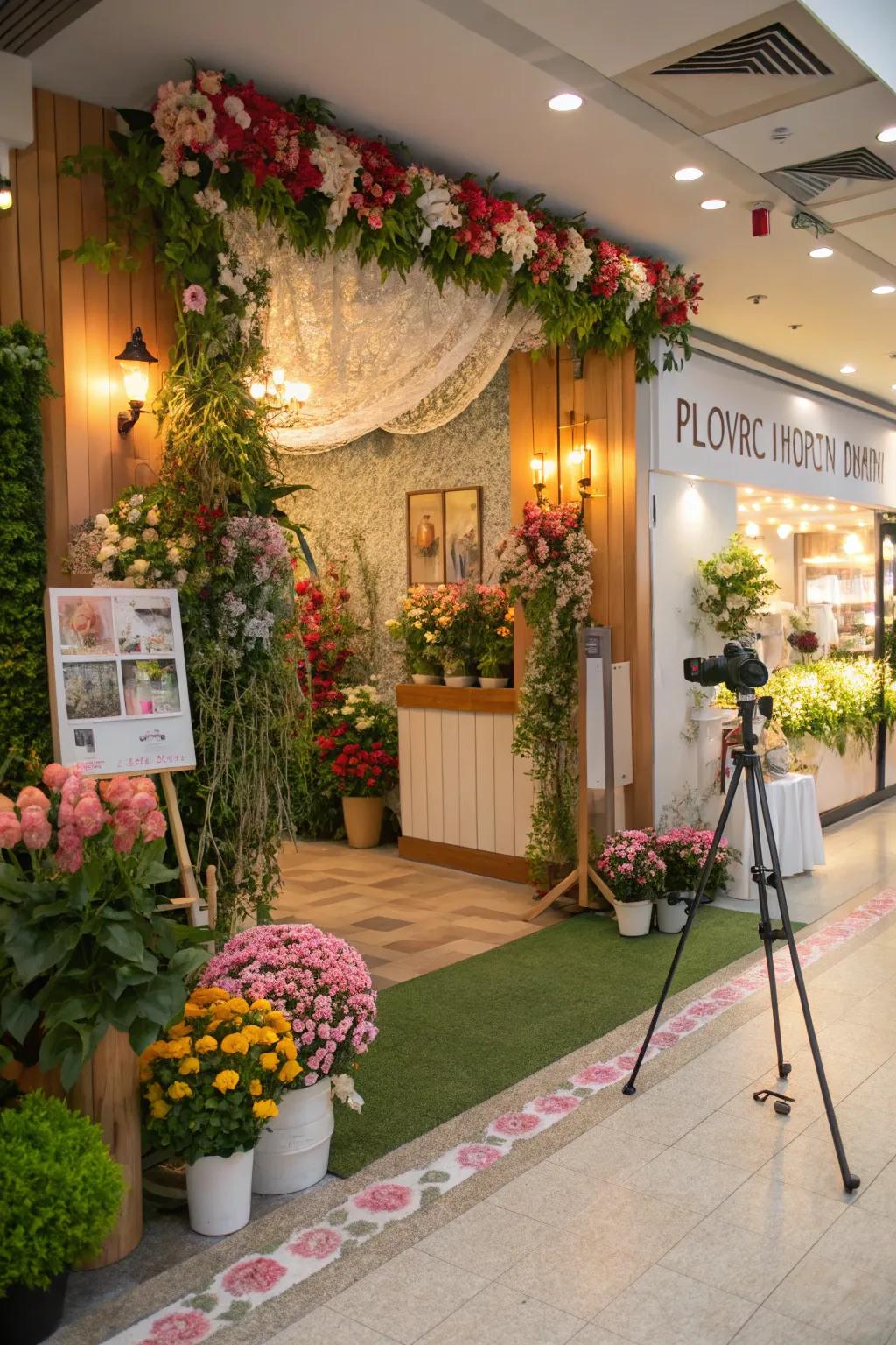 Photo opportunity area in a flower shop