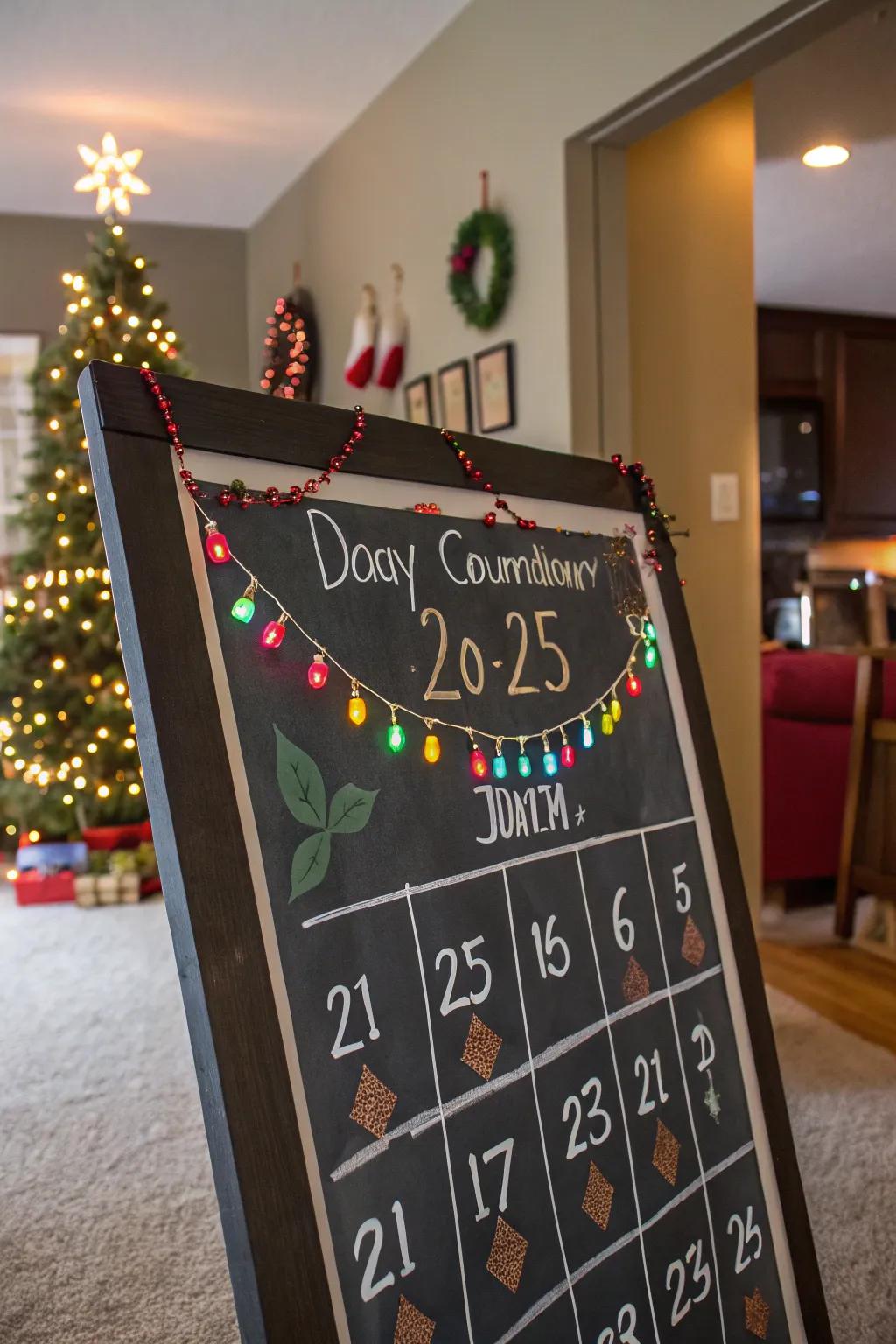 A festive chalkboard calendar that counts down to your favorite holidays.