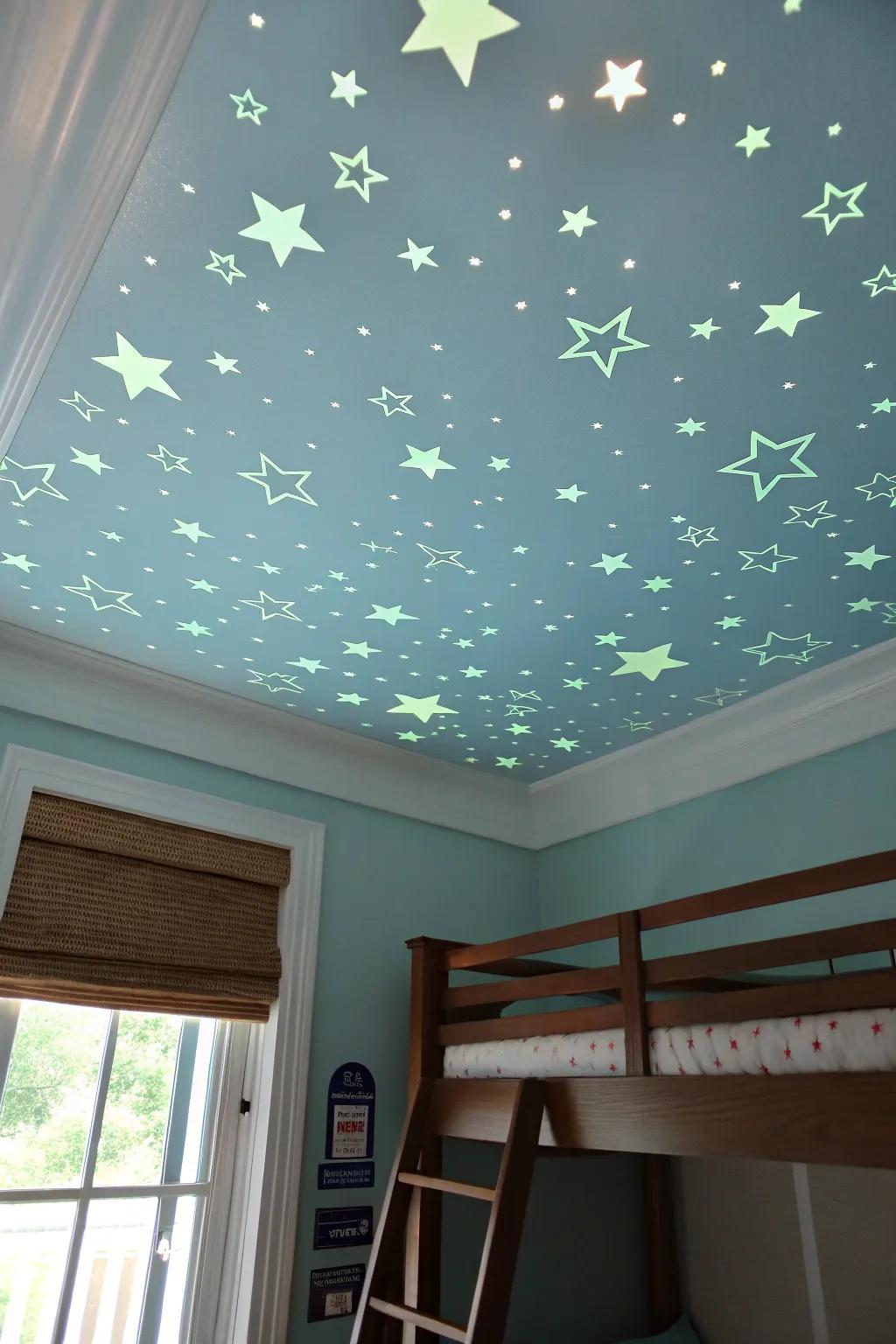 Create a magical night sky with glow-in-the-dark stars perfect for bedtime.