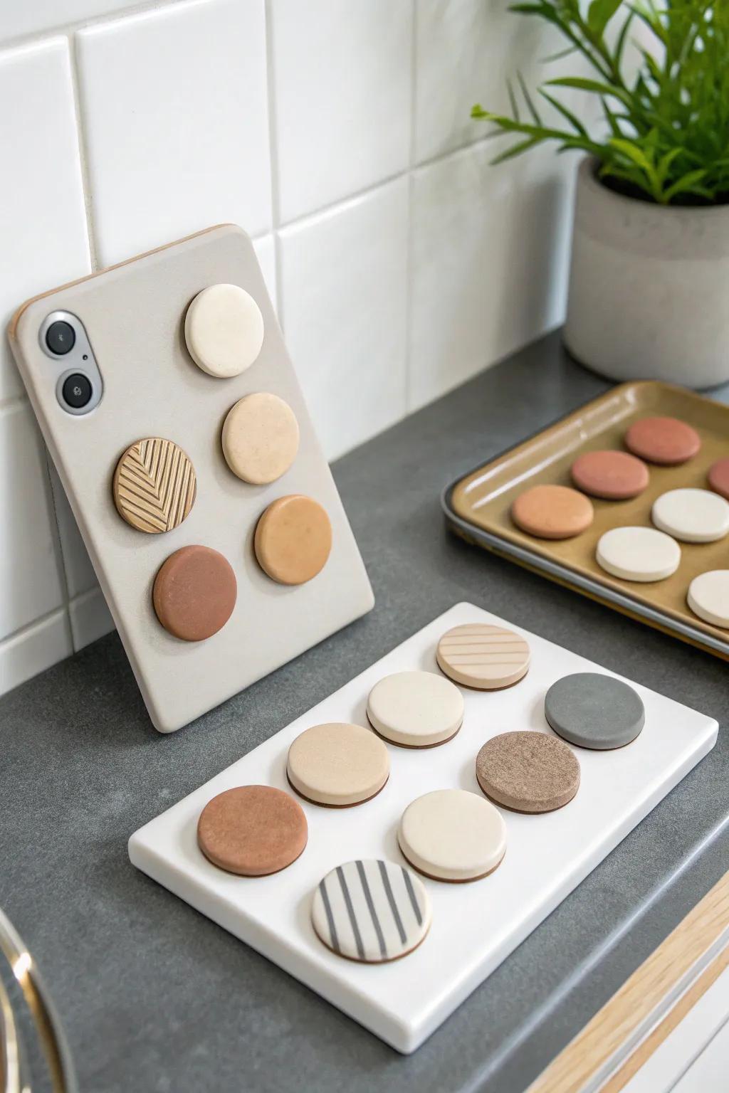 Embrace modern minimalism with simple yet striking clay magnets.