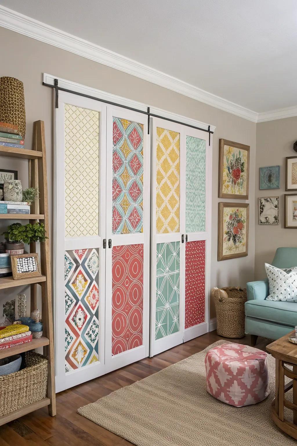 Mix and match panels create a playful and unique effect.