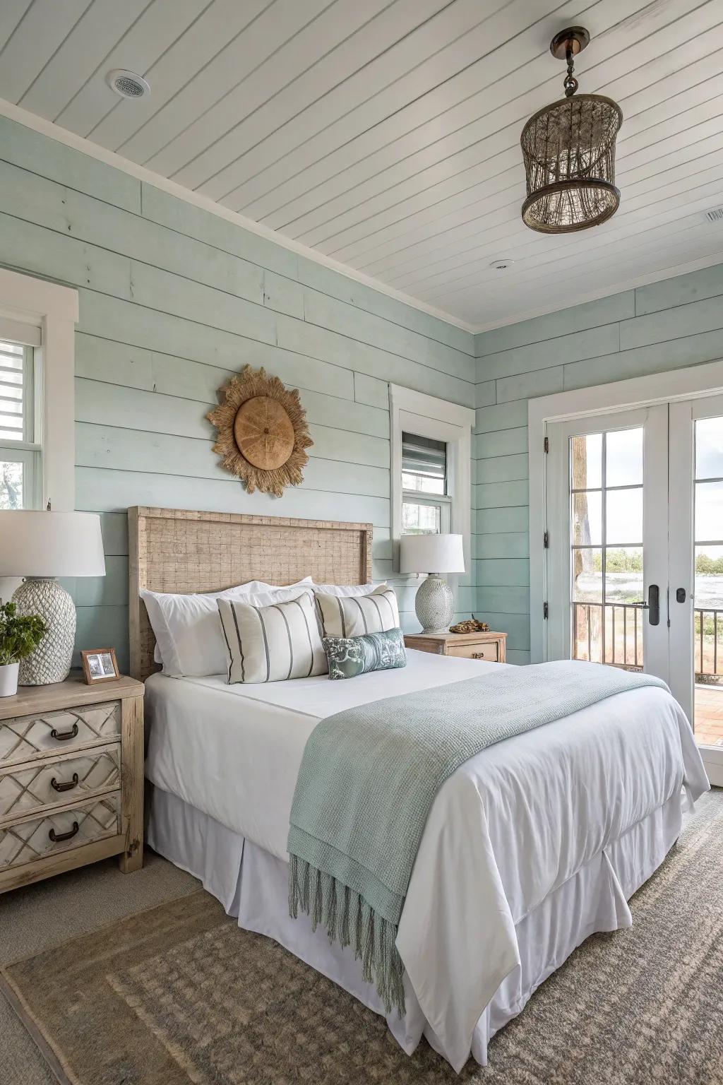 Textured walls add depth and a beach cottage feel.