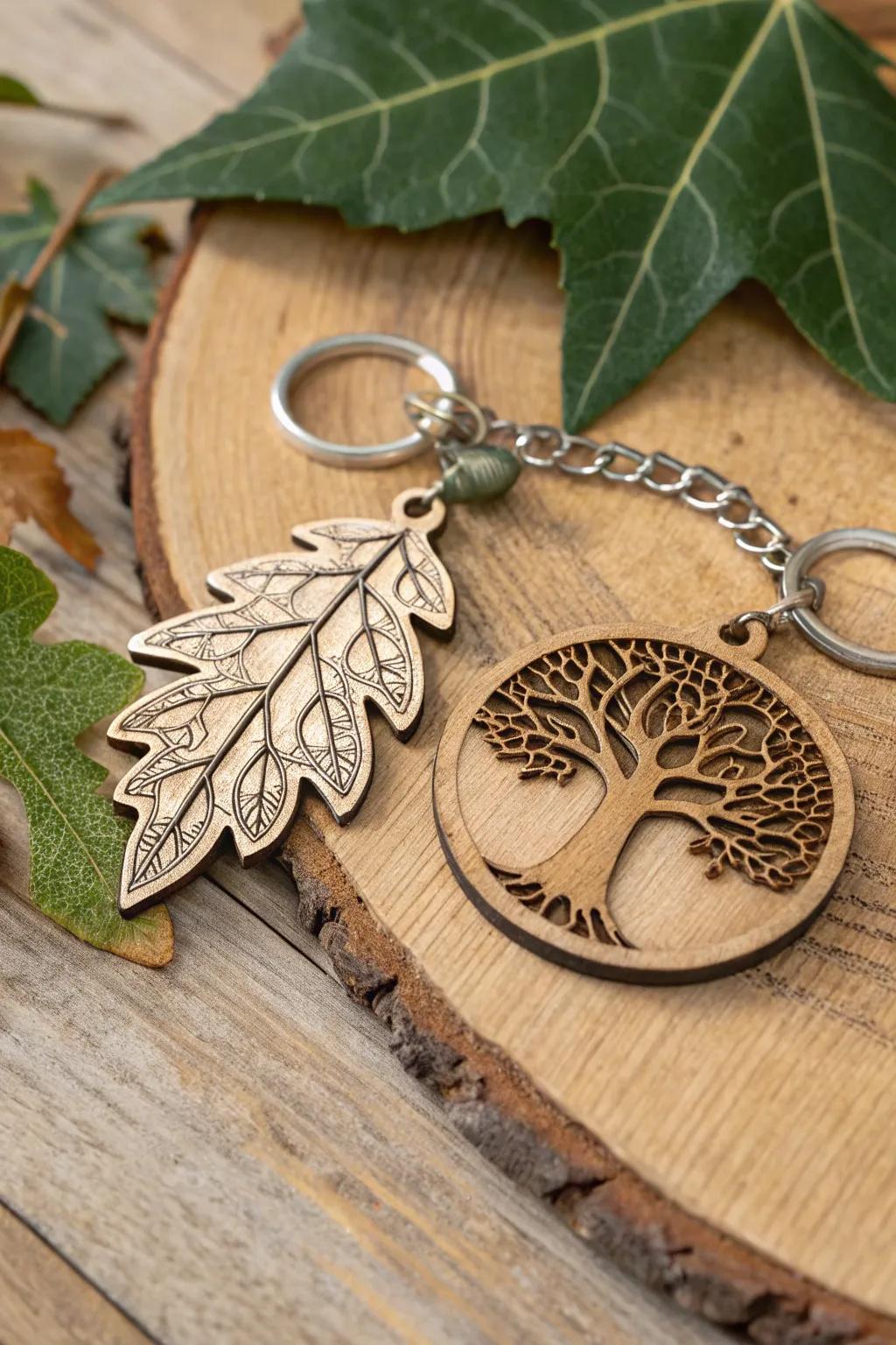 Nature motif keychains: a touch of the great outdoors for your keys.