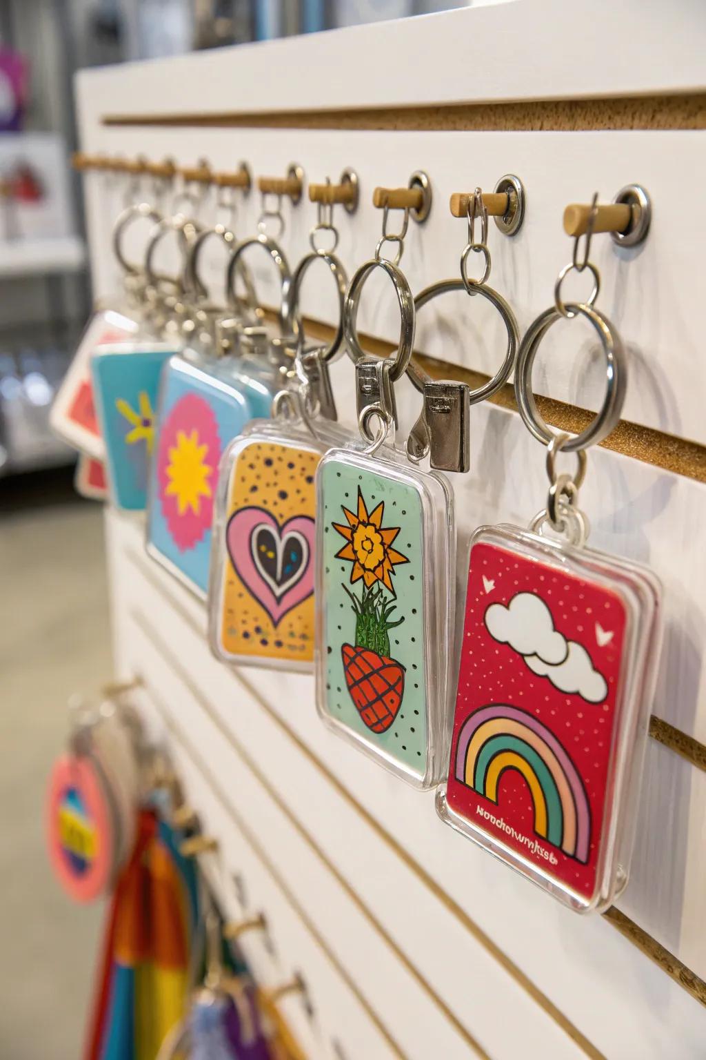 Unique Shrinky Dink keychains, capturing fun and creativity in a small package.