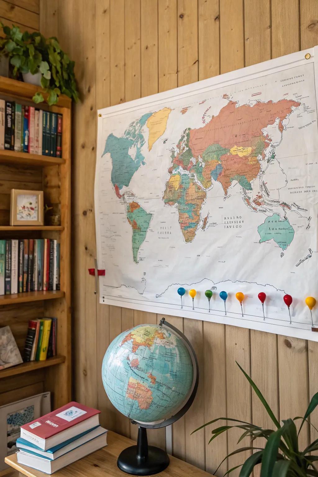 A personalized travel map that celebrates her wanderlust.