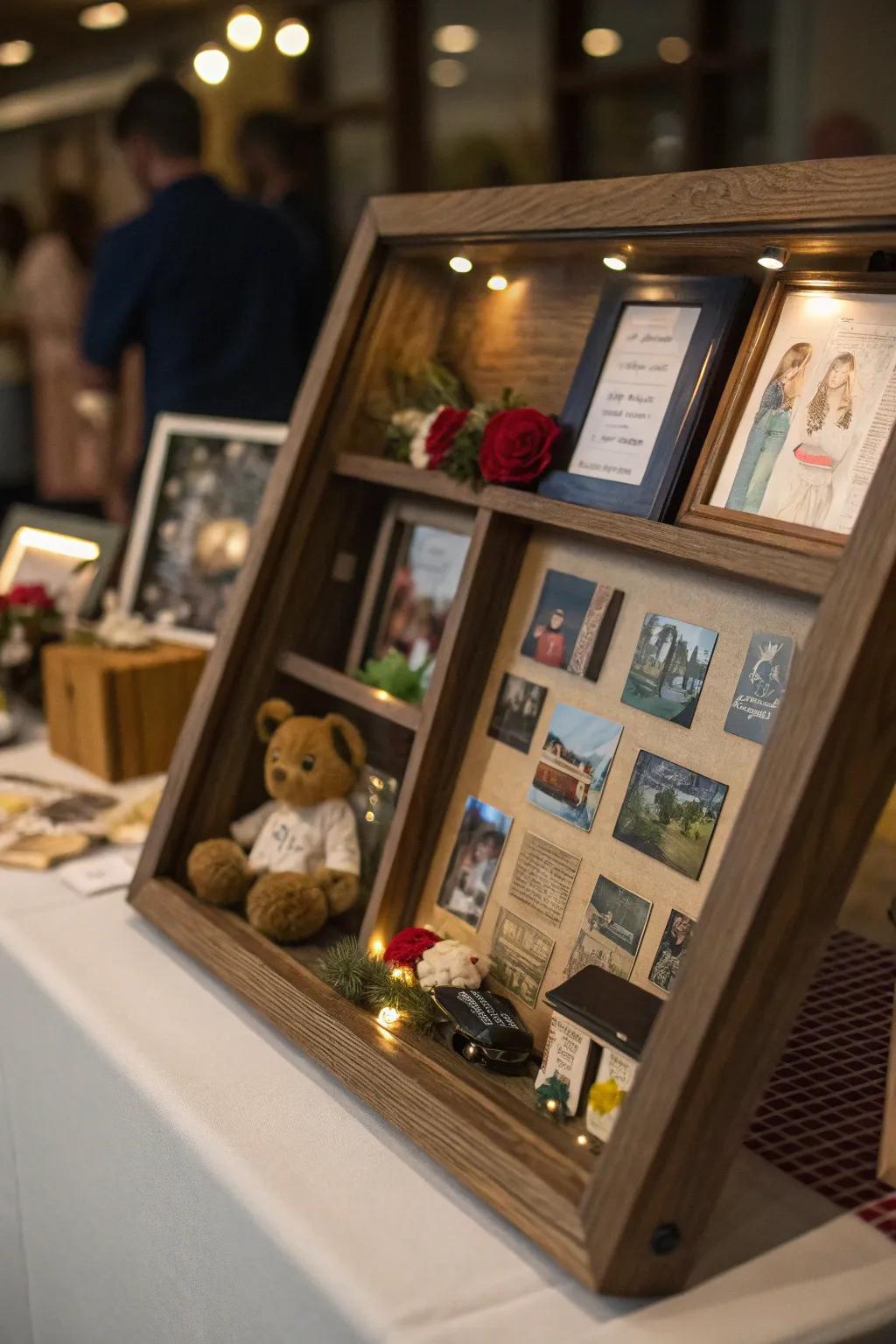 A DIY shadow box adding depth and dimension to cherished memories.