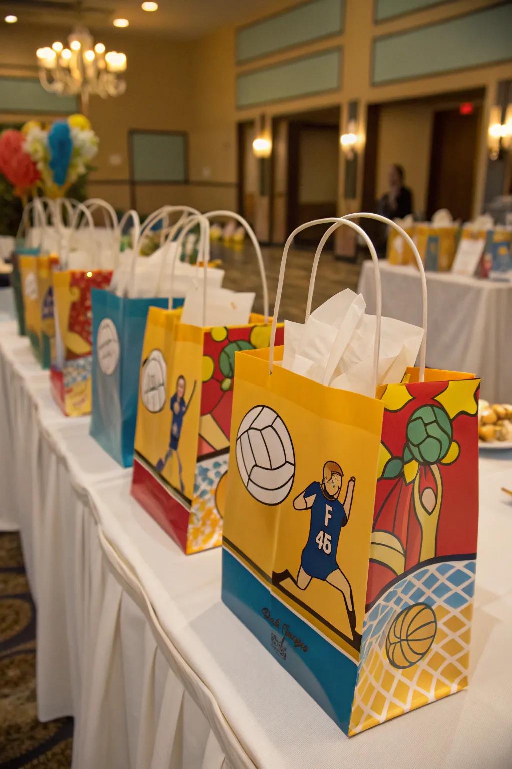 Surprise your team with personalized volleyball gift bags.