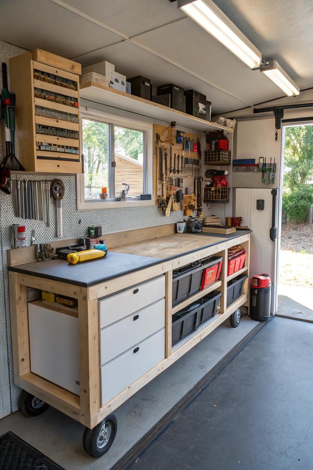 Adapt your workspace with a workbench featuring customizable features.