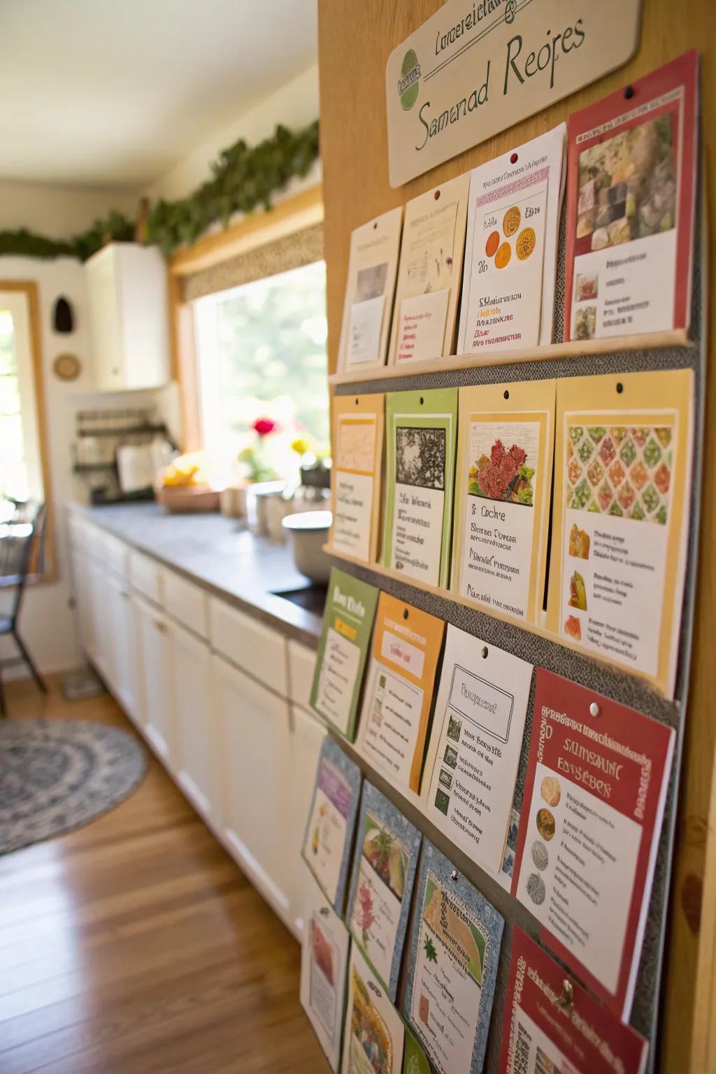 A board displaying seasonal recipes for culinary inspiration.