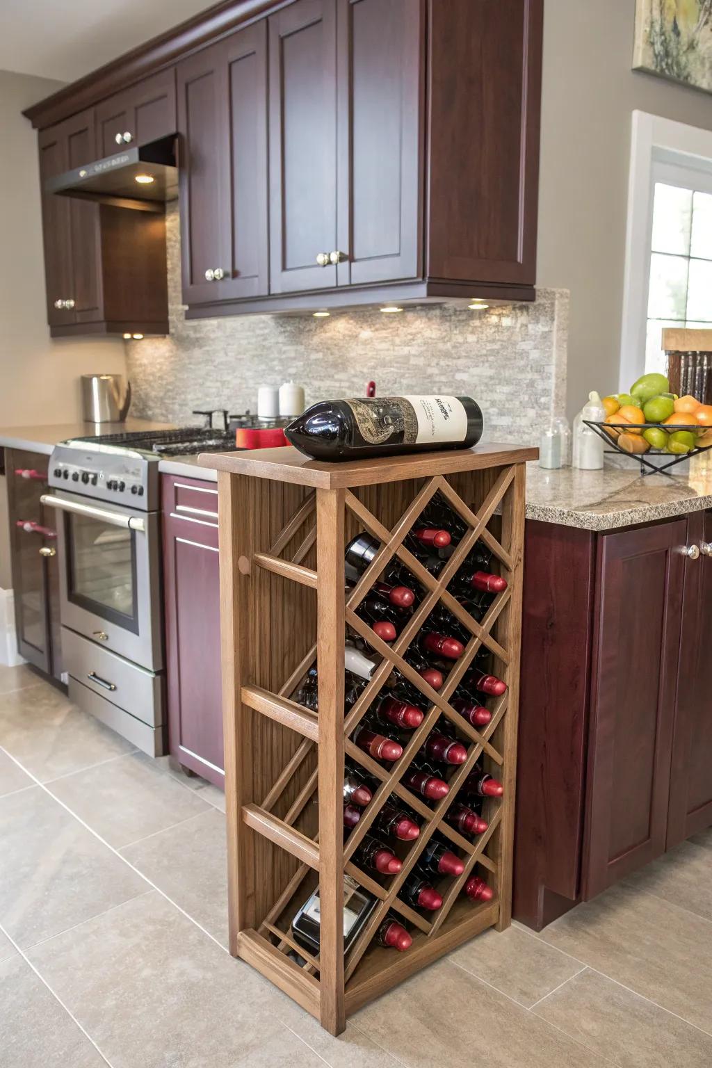 Epoxy inlay wine rack, elegantly displaying your favorite vintages.