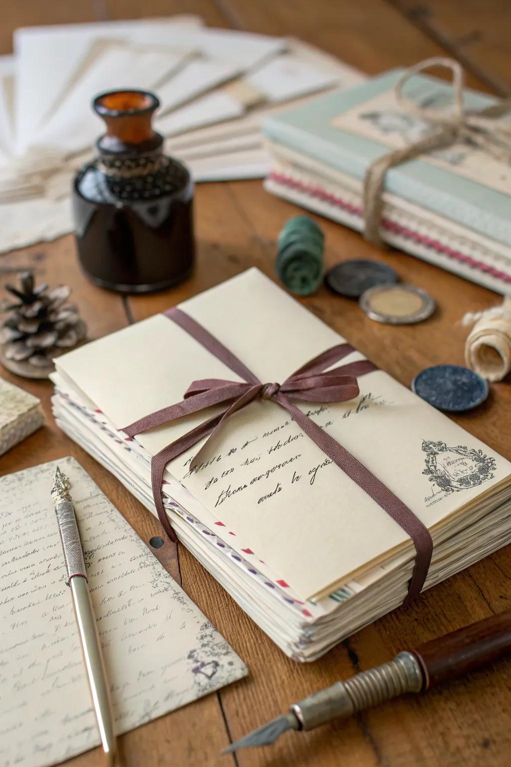 Handwritten letters capture personal family stories and emotions.