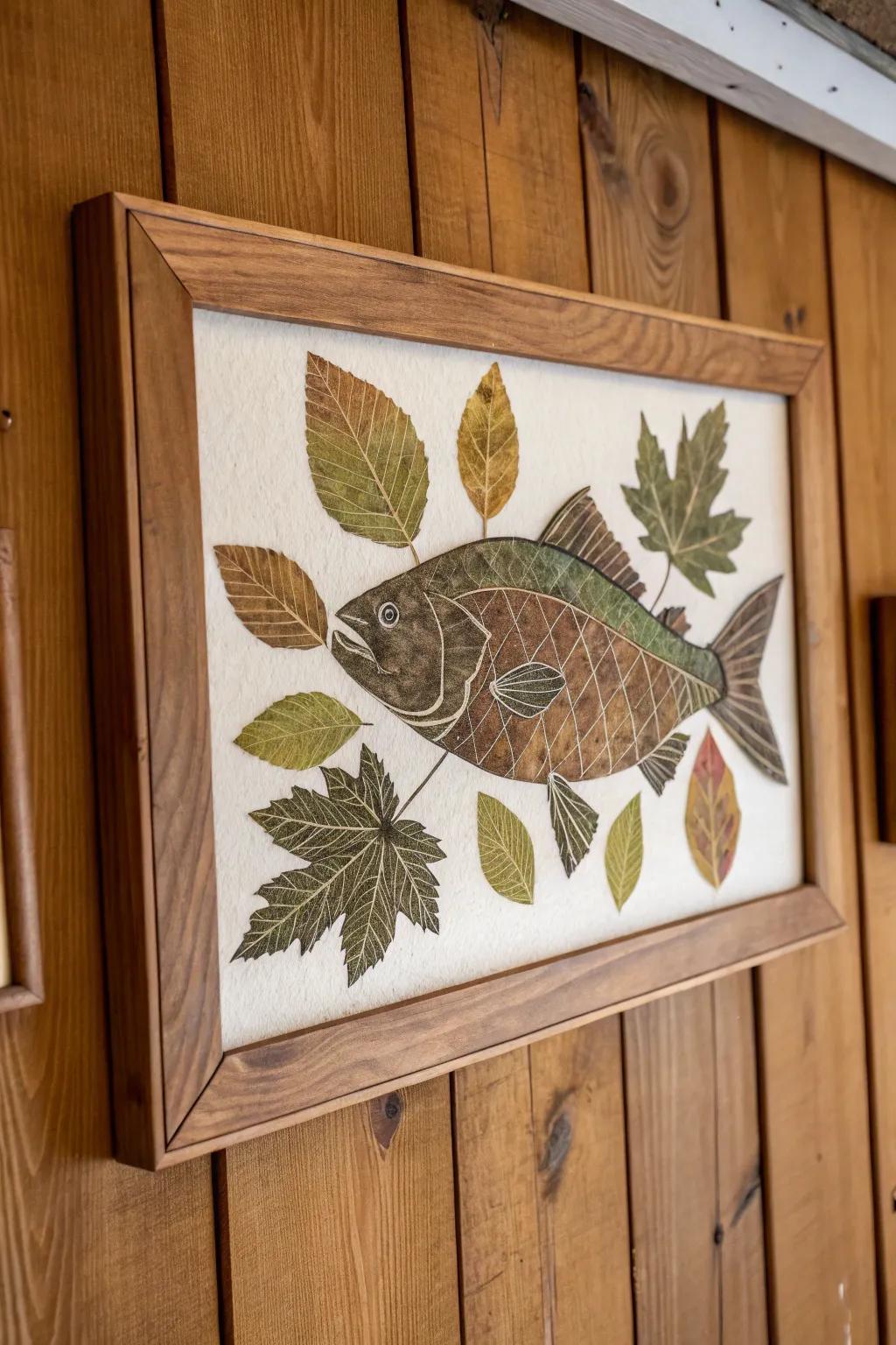 Celebrate nature with beautiful leaf print fish art.