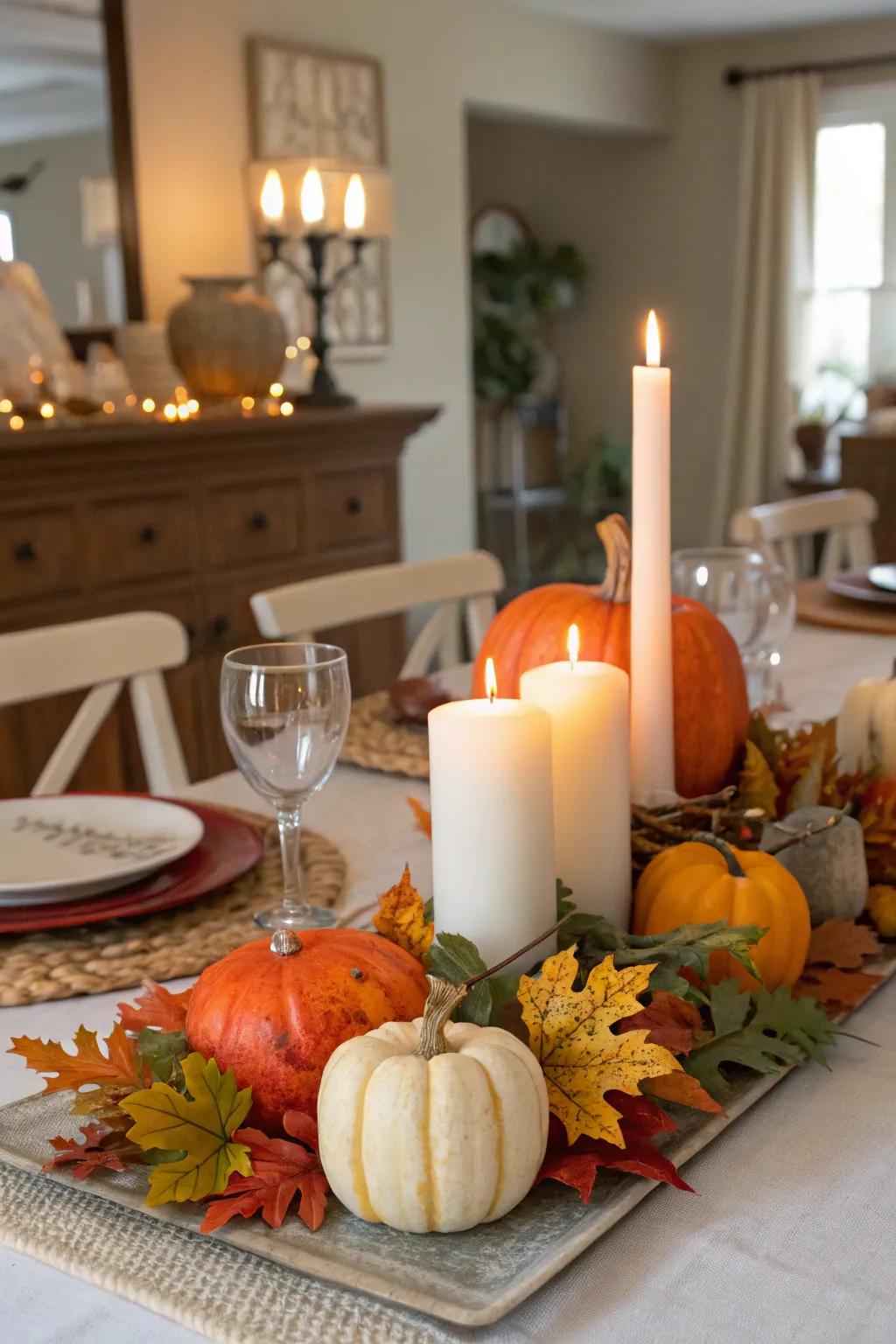 Enhance your dining experience with a beautiful fall centerpiece.