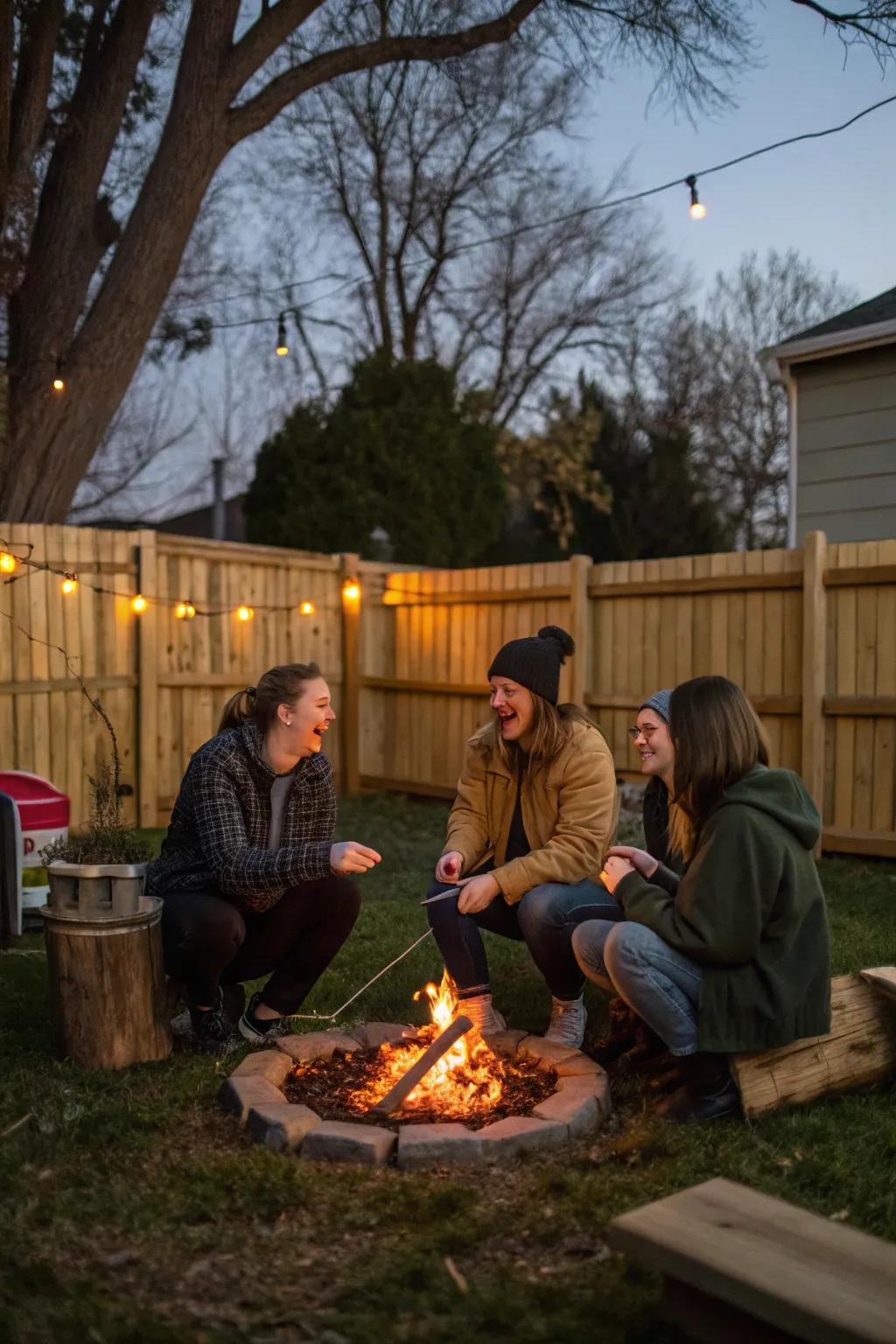 Enjoy a cozy evening with a backyard campfire celebration.