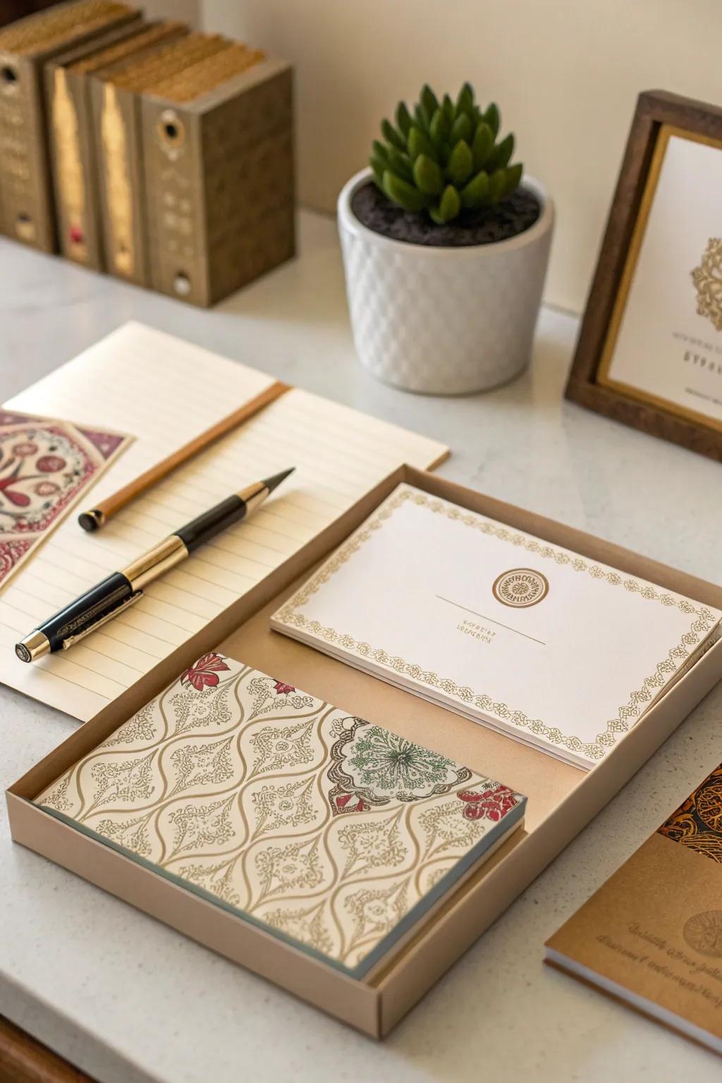 A customized stationery set makes writing personal and stylish.