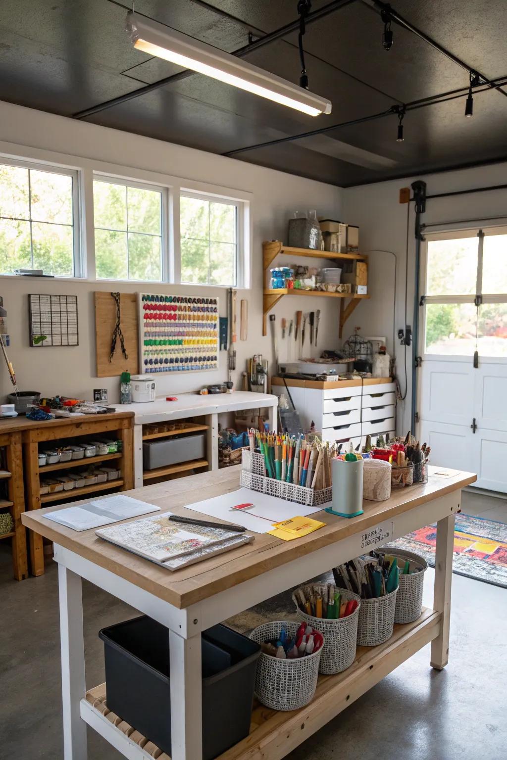 Incorporate a hobby area to nurture creativity and relaxation.