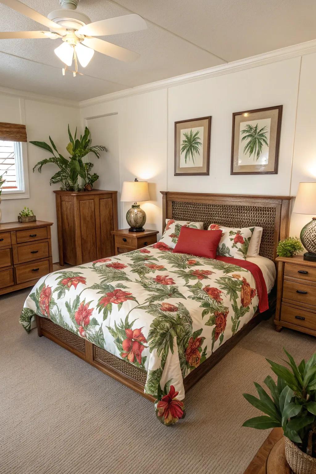 Traditional Hawaiian motifs add authenticity and a sense of history to your bedroom decor.