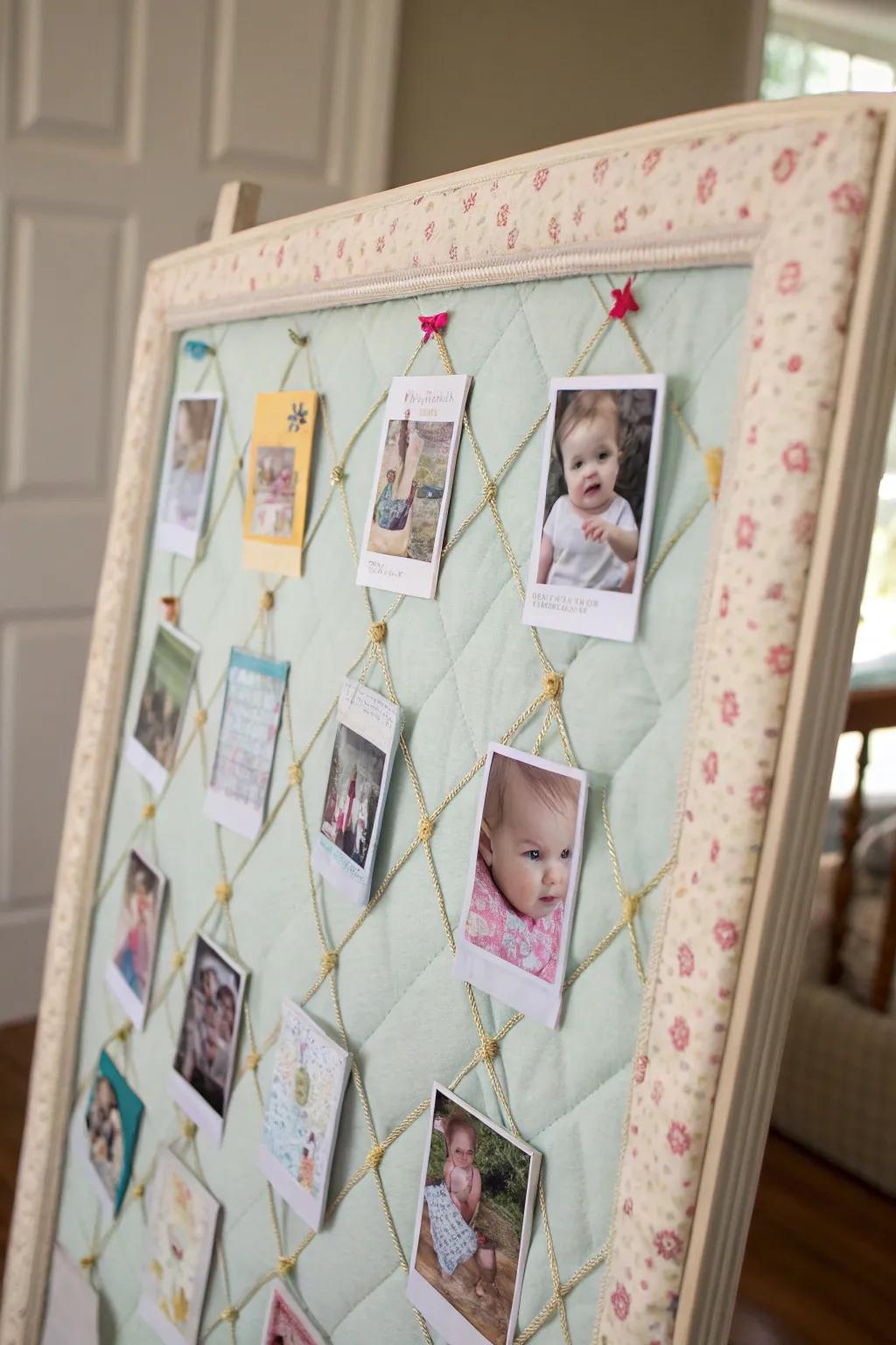 A quilted fabric frame adds warmth and softness to your display.