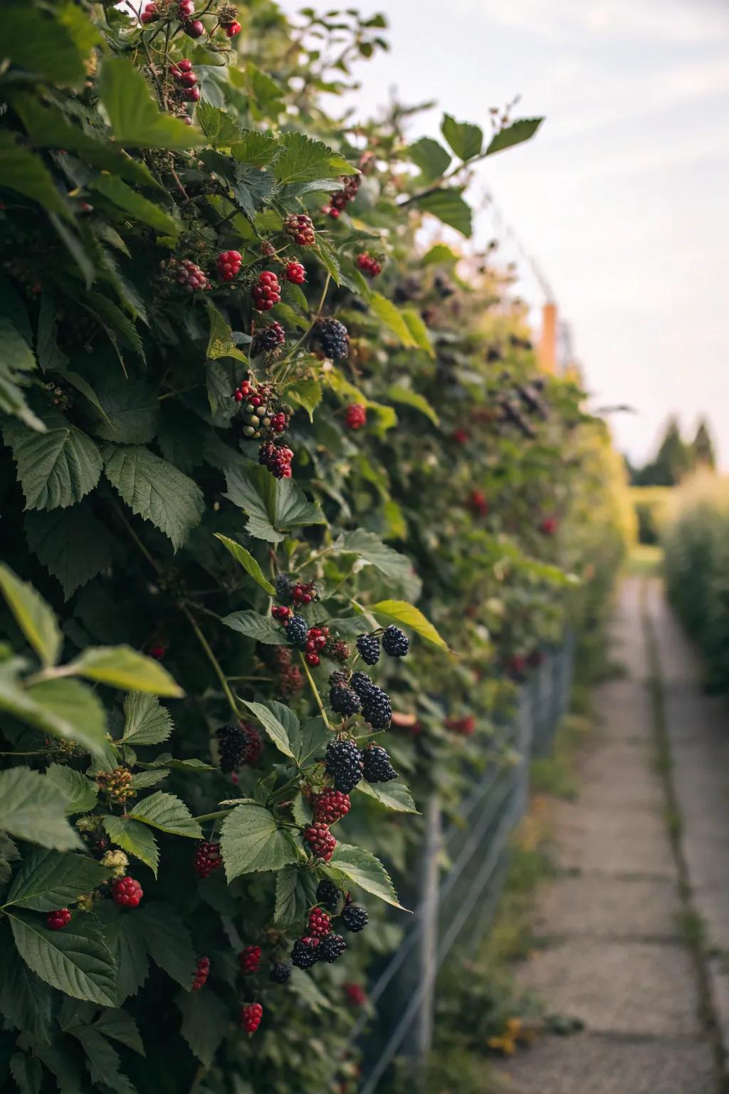 Berry plants used as a natural privacy screen.