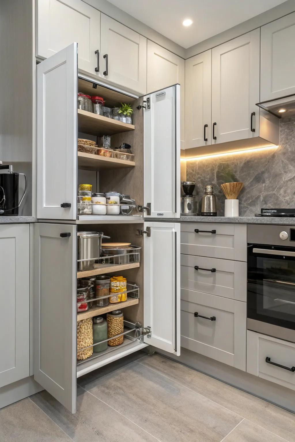 Maximize accessibility with easy-reach cabinets in your kitchen.