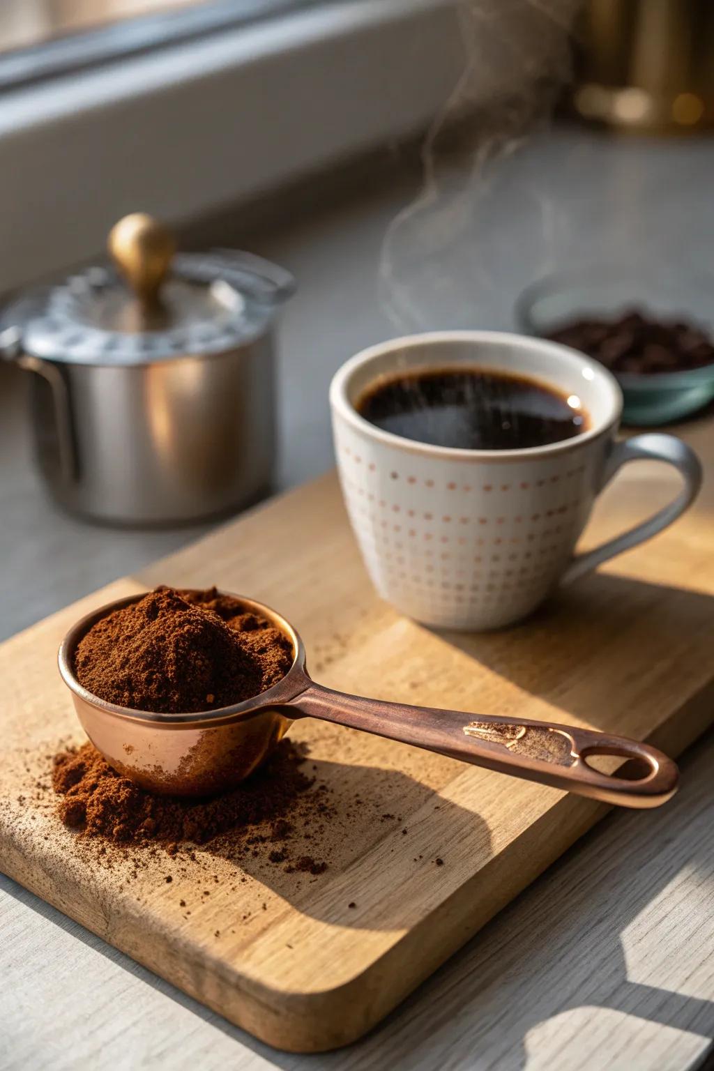 Elevate your coffee routine with a beautiful copper scoop.