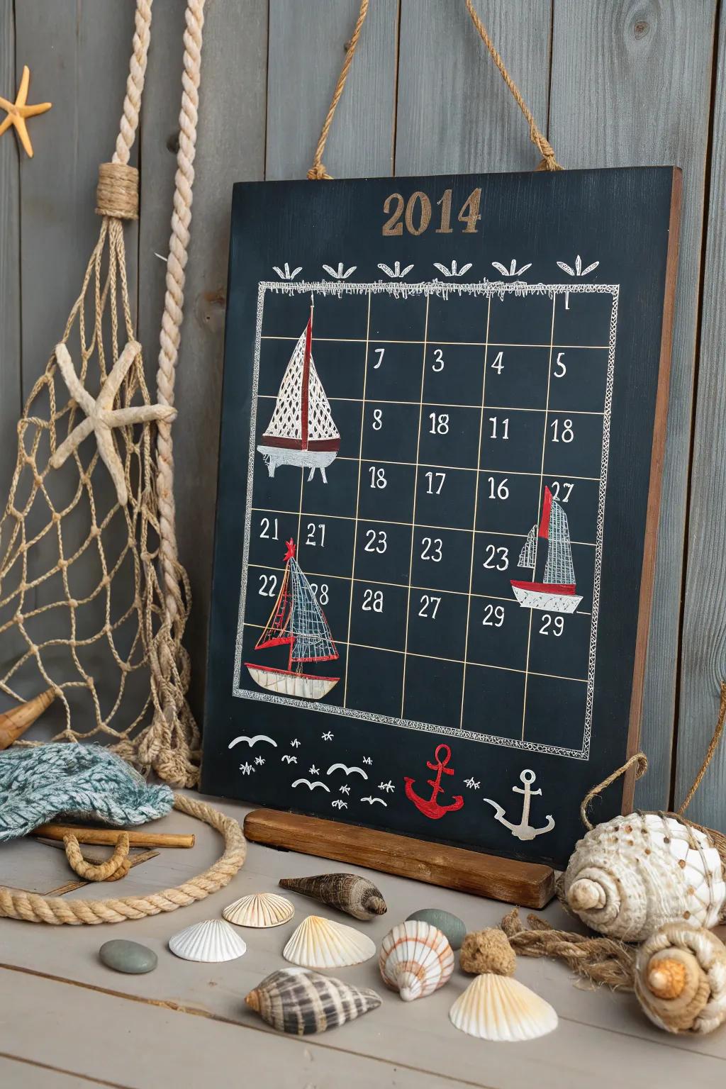 Embark on a nautical adventure with a sailing-themed calendar.